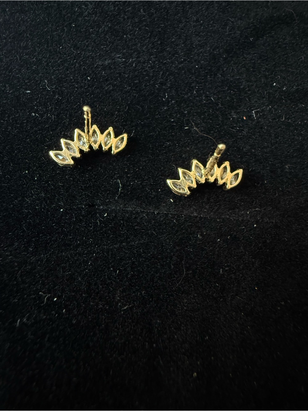 Solid 14kt Yellow Gold Marquise Cluster Ear Climber Earrings - Pristine - Picture 2 of 7